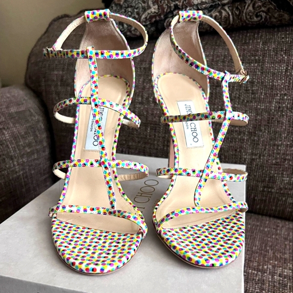 Jimmy Choo Dory Sandal Heels Polka Dot Latte With BoxSize EU 40 US 10